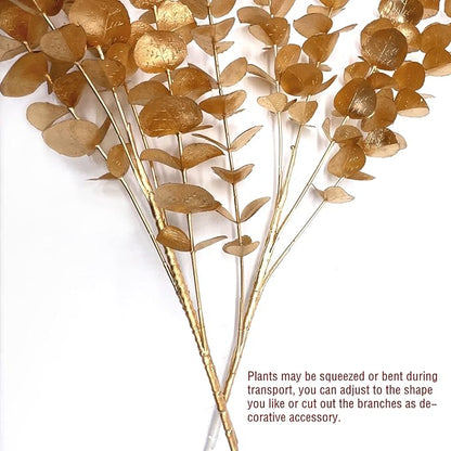 PASYOU Artificial Plants for Christmas Decor, Fake Gold Eucalyptus Plastic Grass Shrubs Leaves Indoor Outdoor Home Garden Party Hotel Wedding Event Faux DIY Decoration - 30 Inch Golden 2 Pack