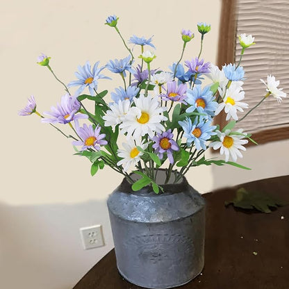 6 Pcs Artificial Daisy Flowers Outdoor Silk Flower Artificial Wildflowers for Decoration Bulk UV Resistant Faux Flowers for Vase Floral Arrangements Home Table Centerpieces Indoor Garden