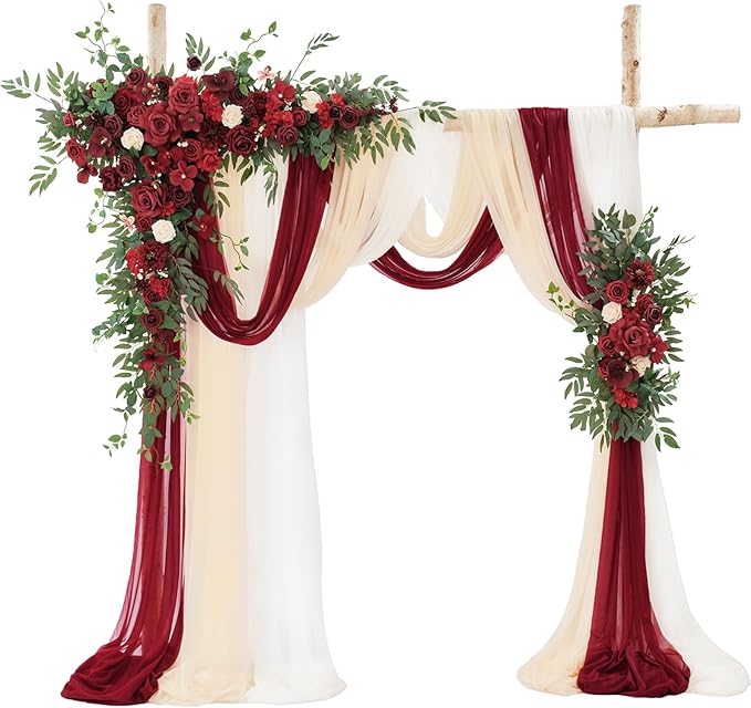 TINGE TIME Artificial Arch Flowers Kit Pack of 5, Wedding Decorations for Reception with Hanging Flowers, Wedding Arch Silk Floral Arrangements Ceremony Backdrop Bridal Shower Outdoor Party Decor