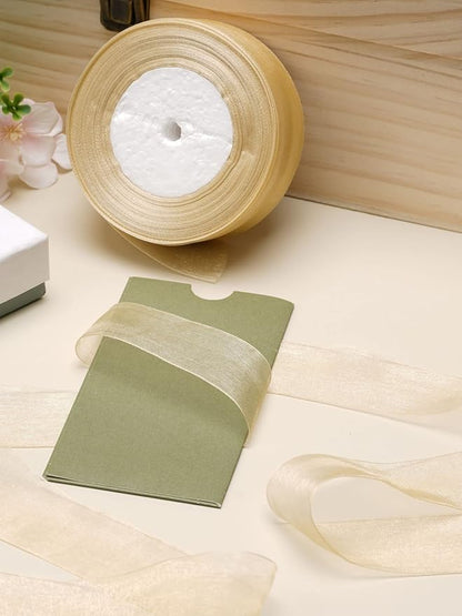 2 Roll Champagne Organza Ribbon 1.5 Inch for Wedding Gift Wrapping, Wedding Invitations, Party Decoration, Crafts