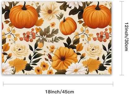 Placemats Set of 4 Halloween Waterproof Oilproof Table Mats Washable Wipeable Heat Resistant Easy to Clean for Indoor Outdoor Party Kitchen Dining Table Decoration 12 * 18in