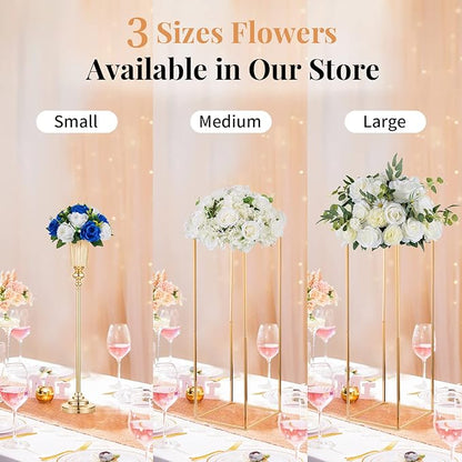 NUPTIO Flower Ball Arrangement Bouquet - 2 Pcs 9.5 inch Diameter Royal Blue Fake Flowers Roses Balls for Centerpieces Tables - Artificial Rose Arrangements for Wedding Centerpiece Table Decorations