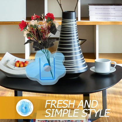Creative Acrylic Flower Vase Transparent Blue Floral Decor Minimalist Modern Plant Container for Home Table Desktop Arrangement