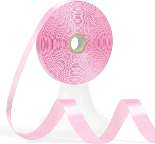 60 Yards Pink Ribbon 5/8 Inch, Solid Pink Satin Ribbon for Gift Wrapping, Crafts, Flower Bouquet, Wedding, Baby Shower, Festival, Christmas, Halloween