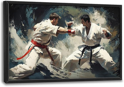 Karate Wall Art Large Sports Pictures Wall Decor Taekwondo Oversize Canvas Prints Painting Framed Artwork Home Decoration Gifts for Gym Bedroom Living Room Office 36"x24"
