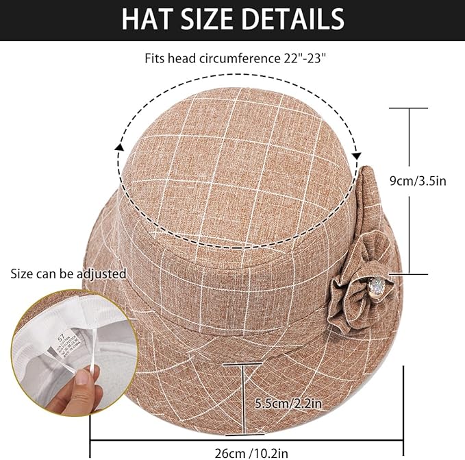 Glamorstar Cloche Hats for Women Vintage Bowler Hat Floral Fedora Bucket Hats