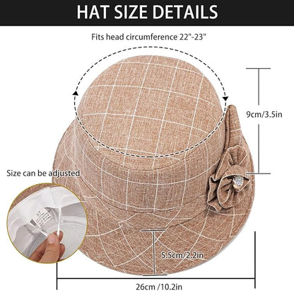 Glamorstar Cloche Hats for Women Vintage Bowler Hat Floral Fedora Bucket Hats