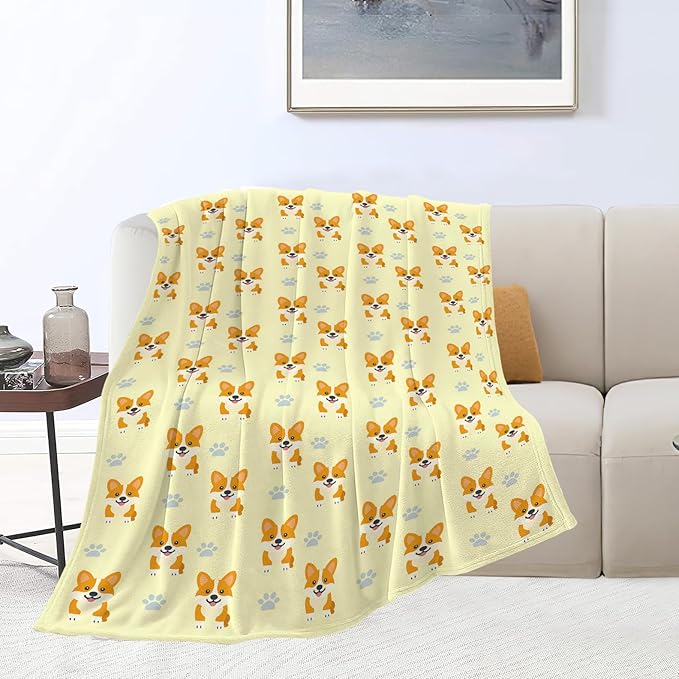 Corgi Blanket Cute Corgi Dog Throw Blanket Puppy Soft Cozy Fleece Fuzzy Stuffed Plush Flannel Gifts for Girls Women Boys Kids Adults 40''x50''
