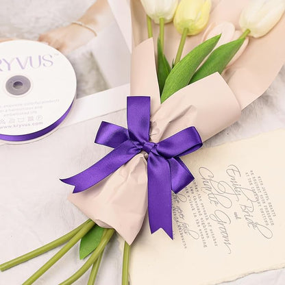 Purple Satin Ribbon, Double Faced 1 Inch X 25 Yards Purple Ribbon, Premium Satin Ribbon for Gift Wrapping, Crafts, Hair Bow Making, Sewing, Flower Bouquet, Wedding Party Decor