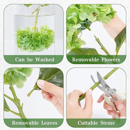 4 Pcs Real Touch Hydrangea Artificial Flowers, 19.6'' Latex Full Faux Hydrangea Flowers Fake Flowers for Home Decor Party Wedding Centerpiece Bouquet Floral Arrangements (2Pcs Green+2Pcs Light Green)