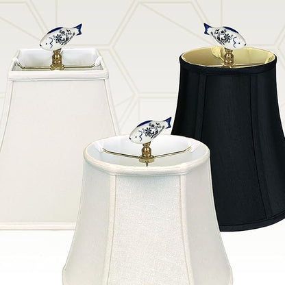Royal Designs, Inc. Blue & White Porcelain Fish Finial for Lamp Shade, Polished Brass