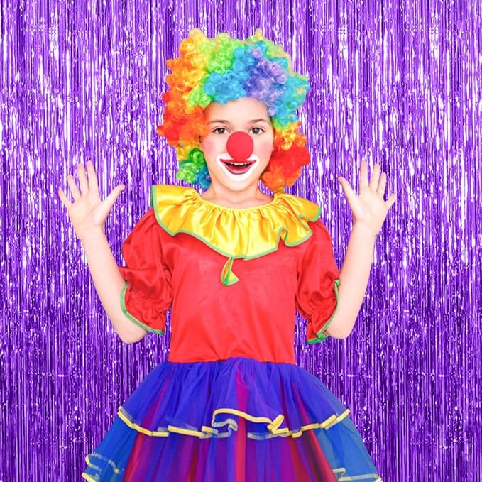 5 Pack Purple Backdrop Tinsel Streamers Foil Fringe Backdrop Halloween Party Decorations Purple Backdrop Curtain Birthday Graduation Bachelorette Christmas New Year Party Decorations