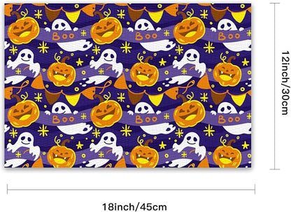 Placemats Set of 4 Halloween Waterproof Oilproof Table Mats Washable Wipeable Heat Resistant Easy to Clean for Indoor Outdoor Party Kitchen Dining Table Decoration 12 * 18in
