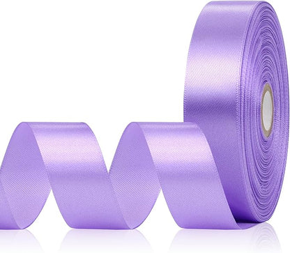 Coral Purple Satin Ribbon 1 Inch, 60 Yards Lavender Purple Ribbon for Hair, Crafts, Graduation Wreaths, Flower Bouquet, Gift Wrapping, Invitation Cards, Festival Decor