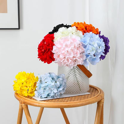 Fake White Hydrangea Artificial Flowers - Faux Silk Hydrangeas Flowers Heads with Stems Real Touch for Home Wedding Party Table Decor(CreamWhite,Pack of 10)