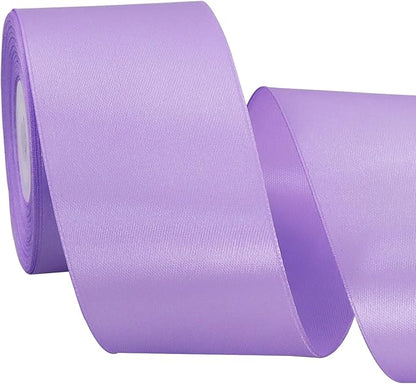 TONIFUL 2 Inch x 25 Yards Wide Light Purple Satin Ribbon Solid Fabric Ribbon for Gift Wrapping Crafts Chair Sash Eternal Flower Invitation Cards Hair Bows Sewing Party Wedding Decoration