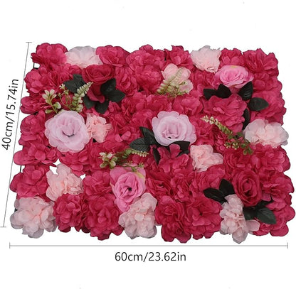 LOYALHEARTDY 12 Pack Artificial Flower Wall Panels 24" x 16" Flower Wall Panel Wall Backdrop Faux Hydrangea and Rose Flower Backdrop Panels for Flower Wall Decor Wedding Party Event Decoration