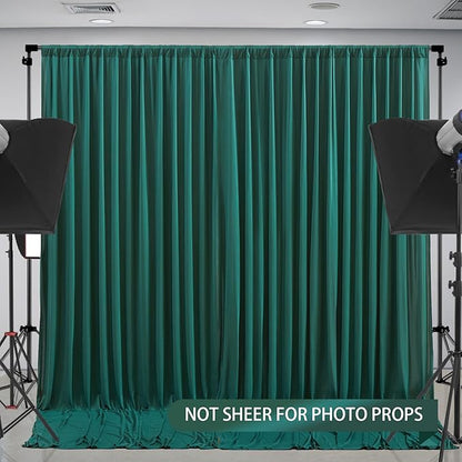 Hunter Green Backdrop Curtain-Wrinkle-Free Polyester Fabric Green Photography Curtains for Wedding Party Photo Background Decorations- 8 X10FT (Hunter Green)