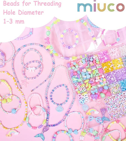 MiuCo Bracelet Making Kit for Girls - Cute Beads for Jewelry Making Kit with Charms - Arts and Crafts for Make Necklaces - Birthday Gifts for Kids Girls Ages 5 6 7 8 9 10 11 12 Macarons