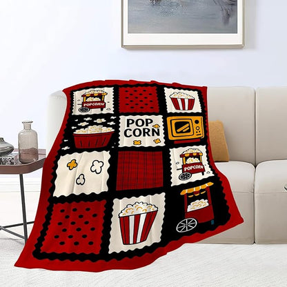 Popcorn Blanket Movie Theater Throw Blanket Cinema Soft Cozy Fleece Fuzzy Stuffed Plush Flannel Gifts for Girls Women Boys Kids Adults 40''x50''