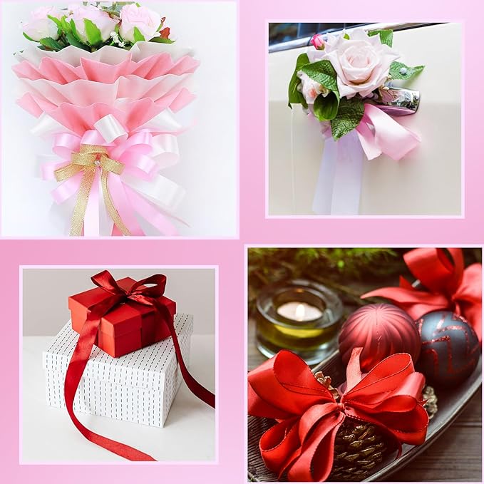 1-1/2 inch(40mm) x 50 Yards Pink Wide Satin Ribbon Pink Fabric Ribbon for Gift Packaging, Wedding Decoration, Flower Bouquet, Holiday Party, Hair Accessories Bow, Invitation