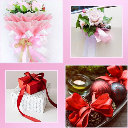 1-1/2 inch(40mm) x 50 Yards Pink Wide Satin Ribbon Pink Fabric Ribbon for Gift Packaging, Wedding Decoration, Flower Bouquet, Holiday Party, Hair Accessories Bow, Invitation