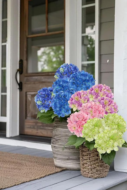 Hollyone 6 Pcs Blue Hydrangea Artificial Flowers Heads with Stems Silk Faux Hydrangea Navy Blue Fake Flowers for Home Indoor Outdoor DIY Floral Wedding Flower Bouquets Kitchen Table Centerpiece Decor
