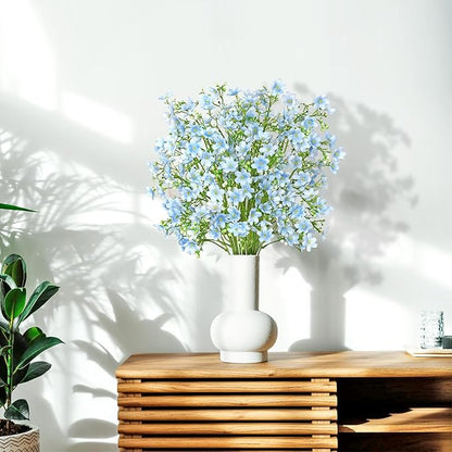 Artificial Flowers 8PCS Silk Flowers with Long Stems, Fake Flowers Bulk Fake Babys Breath, Royal Blue Flowers for Tall Vase Outdoor Garden Wedding Party Home Table (Light Blue, 8PCS)