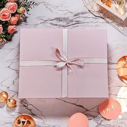 YINUOYOUJIA Large Gift Box 16.5x13x5.5 inches,Pink Gift Box for Presents,Birthday,Valentine's Day,Mother's Day,Christmas,Anniversary.