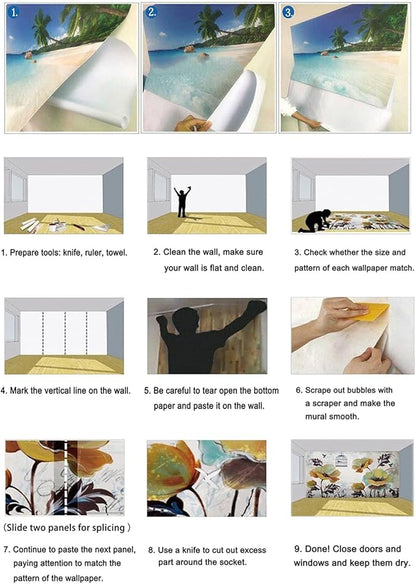 Eierme-Mountain Landscape Background Mural Wallpaper Peel and Stick 90" x 67"