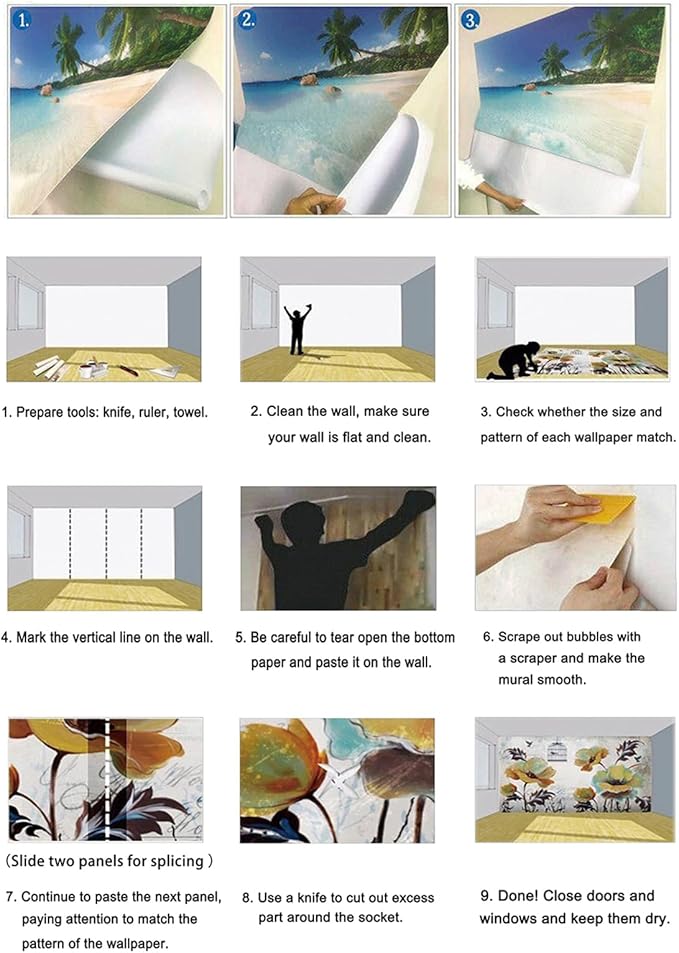 Cliouar-Waterfall in Underwater Light and Shadow Mural Wallpaper Peel and Stick 160" x 114"