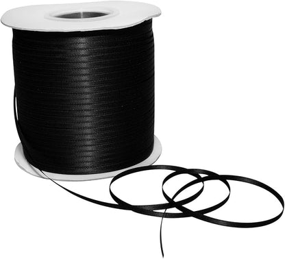 Morex Ribbon Double Face Satin Ribbon 1/8" X 500 YD Black Ribbon for Gift Wrapping, Birthday Gift Cards, Satin Dress for Women, Silk Ribbons for Crafts, Wedding Gifts for Couple