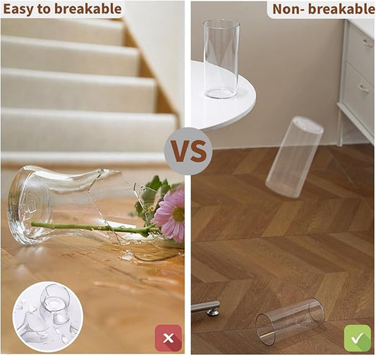 3 Pack Acrylic Cylinder Vases, Non-breakable Vase for Centerpieces, 8 inch Tall Clear Flower Vase Bulk Floating Candle Holder for Wedding Table Home Decor and Party