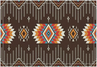 Aztec Tribal Placemats Set of 4 Retro Boho Western Native American Art Printed Dining Table Mats for Restaurant Home Kitchen Holiday Decor 12x18in