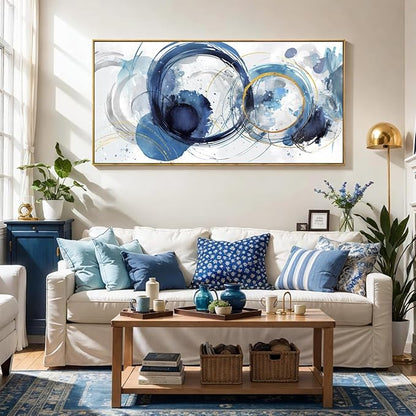 Wall Art Abstract Art Paintings Blue Fantasy Colorful Graffiti on White Background Modern Artwork wall Decor for Living Room Bedroom Kitchen 20"x40" with Framed