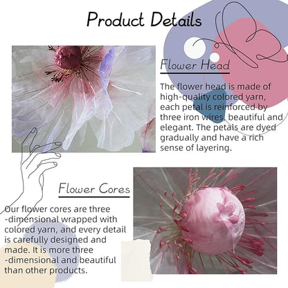 Giant Flowers for Decoration, 5.58 ft Big Artificial Organza Flower for Wedding Reception Birthday Christmas Party Backdrop Decor Photography Props Shop Window Display, Grape