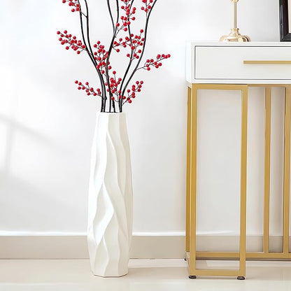 Large Floor Ceramic Vase 24 Inches Tall,White Modern Flower Tall Vases for Office, Home,Farmhouse,Living Room Décor,Simple Origami Design Fall Decorative Porcelain Flower Arrangement Vase Ideal Gift