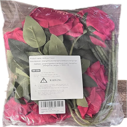 Flojery 10pcs Red Silk Roses Artificial Rose Flowers Long Stem for DIY Wedding Bouquet Table Centerpiece Home Décor