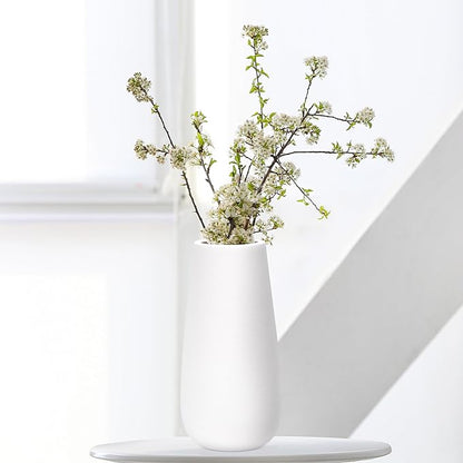 D'vine Dev 12 Inch Ivory Elegant Oval Ceramic Vase for Flowers, Home Décor Vase with Design Box, VS-LD-C-2