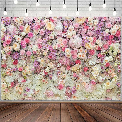 Pink Flower Wall Backdrop for Spring, Mother's Day, Girls Birthday, Wedding, Bridal Shower - Photo Booth Props, 9X6FT