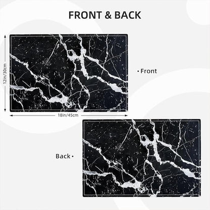 Black Marble Placemats Set of 6, Abstract Place Mats Washable Double-Sided Table Mats for Kitchen Dining Room Home Party Indoor Decor 6 PCS 12x18 Inch