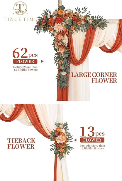 TINGE TIME Artificial Arch Flowers Kit Pack of 5, Fall Wedding Decorations for Reception with Hanging Flowers, Wedding Arch Silk Floral Arrangements Ceremony Backdrop Bridal Shower Outdoor Party Decor
