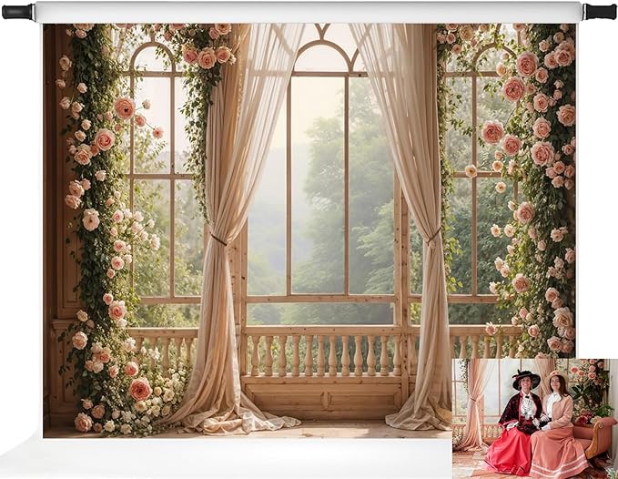 Kate Flower Wall Backdrops for Photography Arch Photo Background Window Curtain Wedding Photo Prop, 10x6.5ft