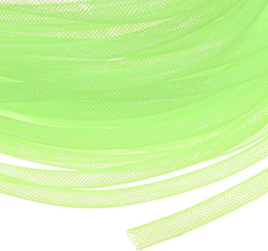 Mesh Tube Ribbon 25 Yards, 6mm Elastic Fabric Ribbons Mesh Tubing for Crafts/Gift Wrapping/Flower Bouquets/Wedding/Birthday/Holiday/Wreaths Christmas/Decoration[Light Green]