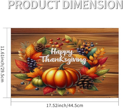 Thanksgiving Pumpkin Holiday Rainbow Placemats Set of 1 PVC Vinyl Non Slip Table Mats Heat Resistant Place Mats Washable Wipeable Dining Table Mat for Kitchen Party Indoor Outdoor Decorative Gift