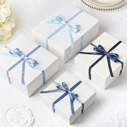 3/8 Inch Dusty Blue Satin Ribbon, 4 Rolls Total 40 Yards, Double Faced Mixed Blue Thin Fabric Ribbon for Gift Wrapping, Flower Bouquets, Crafts, Wedding Decorations