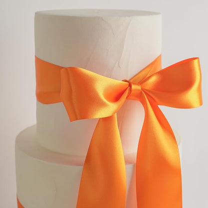 MEEDEE Orange Satin Ribbon - 25 Yards Neon Tangerine, Double Faced Satin for Christmas, Thanksgiving, Halloween, Weddings, Flower Bouquets