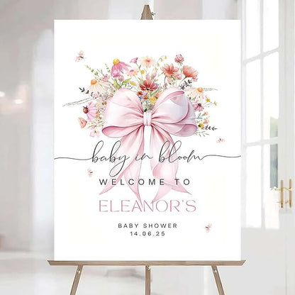 Editable Wildflower Baby Shower Welcome Sign, Personalized Boho Floral Baby Shower Sign, Spring Flowers Theme, Elegant Flower Decorations, Custom Name Signage for Boy or Girl #10
