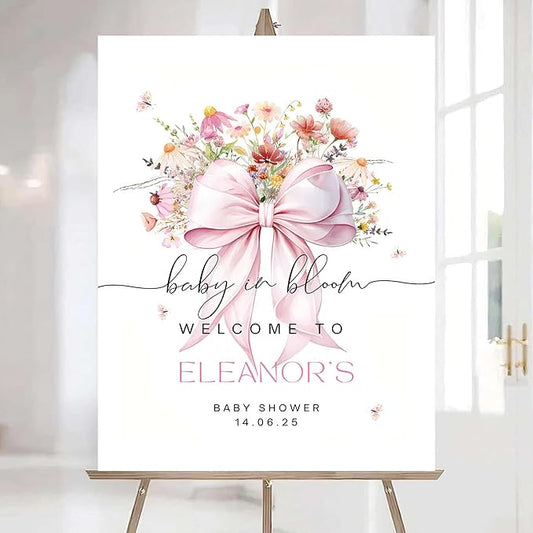 Editable Wildflower Baby Shower Welcome Sign, Personalized Boho Floral Baby Shower Sign, Spring Flowers Theme, Elegant Flower Decorations, Custom Name Signage for Boy or Girl #10