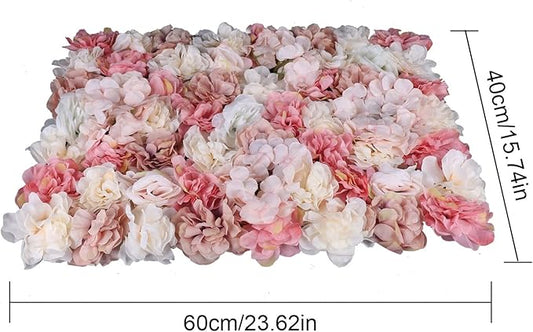 6pcs Flower Wall Panel Set, Artificial Wall Flower Backdrop,Artificial Flower Wall Mat Silk Rose Flower Panels,Hydrangea Rose Floral Panel for Party Wedding (6PCS Rose Hydrangea)